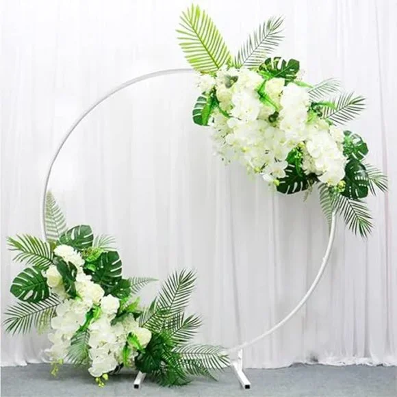 Doingart 6.8ft (2M) White Round Metal Wedding Arch,Circle Balloon Arch Stand